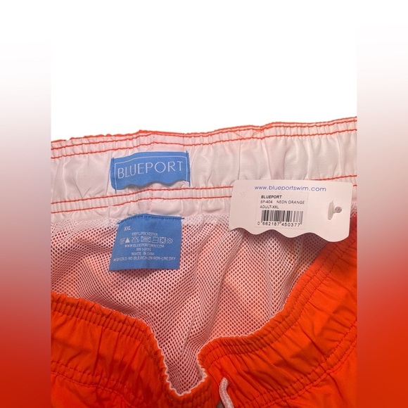 Blueport Le Club Men’s Swim Trunks Orange XXL NWT Elastic Waist Tie New - Picture 5 of 6